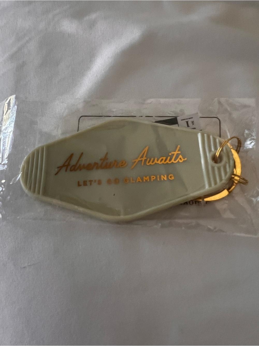 Adventure Awaits "Let’s Go Glamping" Keychain - Sage Green